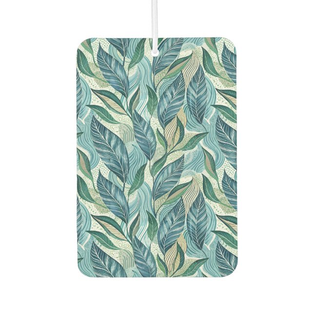 Blue Botanical Wave Modern Pattern Air Freshener (Front)
