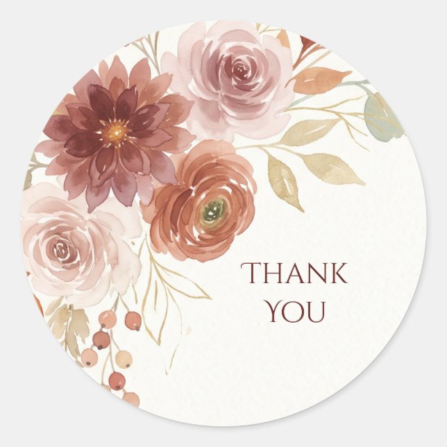 Blue Botanical Wedding Sticker (Front)