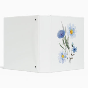 Blue Botanical Wildflower Bouquet Watercolor Binder