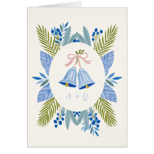 Blue Botanical Winter Wedding Ceremony Program