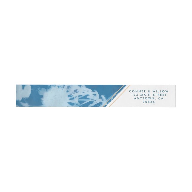Blue Botanical Wraparound Address Label (Individual)
