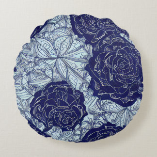 Blue Botanics Round Pillow