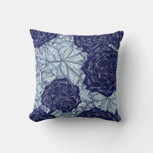 Blue Botanics Throw Pillow