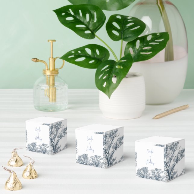 Blue Bottom Trees Tropical Boho Wedding Favor Box (Multiple)