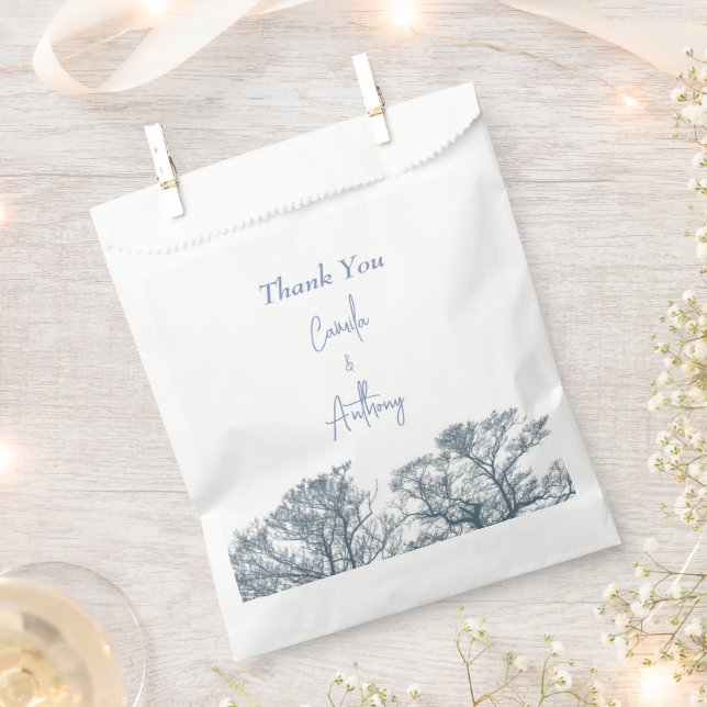 Blue Bottom Trees Tropical Boho Wedding Favour Bag (Clipped)