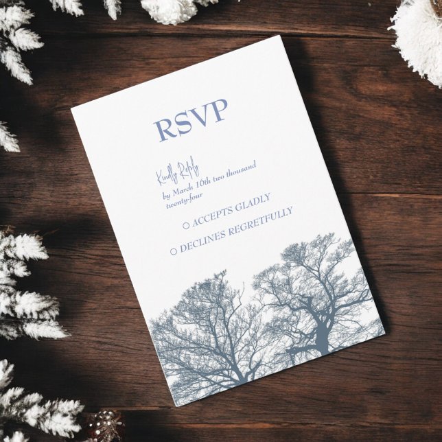 Blue Bottom Trees Tropical Boho Wedding RSVP Card (Creator Uploaded)