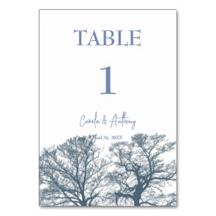 Blue Bottom Trees Tropical Boho Wedding Table Number