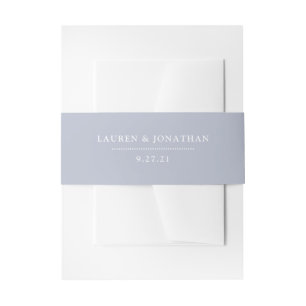 Blue Bouquet   Dusty Blue Wedding Invitation Belly Band