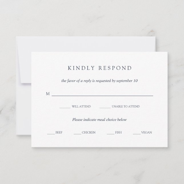 Blue Bouquet | Floral Wedding Meal Choice RSVP (Front)