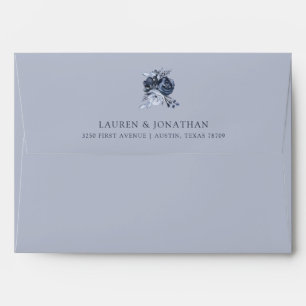 Blue Bouquet   Watercolor Floral Wedding Envelope