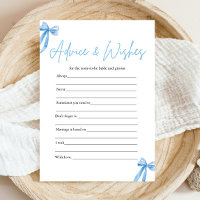 Blue Bow Advice and Wishes Bridal Shower Game