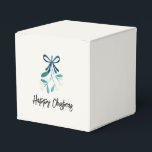 Blue Bow and Mistletoe Favor Box<br><div class="desc">Sweet Mistletoe and lovely blue ribbon. A modern style and perfect for small gifts and thank yous. A lovely,  simple style to embellish your gift giving this year.</div>