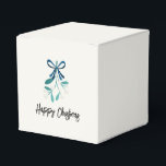 Blue Bow and Mistletoe Favor Box<br><div class="desc">Sweet Mistletoe and lovely blue ribbon. A modern style and perfect for small gifts and thank yous. A lovely, simple style to embellish your gift giving this year.</div>