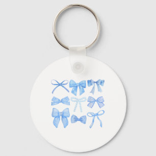 Blue Bow And Ribbon Cute Graphic Girls Women Coque Keychain