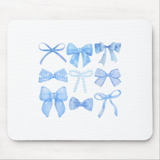 Blue Bow And Ribbon Cute Graphic Girls Women Coque Mouse Pad