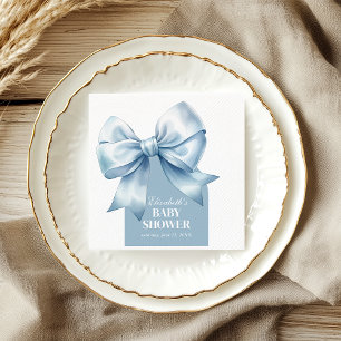 Blue Bow Baby Boy Elegant Baby Shower Napkin