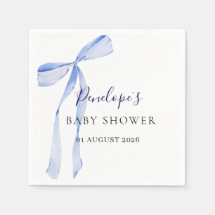 Blue Bow Baby Bridal Shower Personalized Napkins