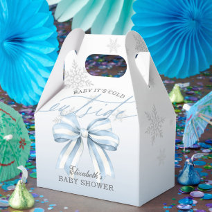 Blue Bow Baby Its Cold Outside Baby Shower Welcome Favor Box