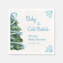 Blue Bow Baby it's Cold Outside Winter Baby Shower