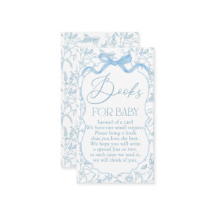 Blue Bow Baby Shower Boy Book  Enclosure Card
