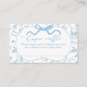 Blue Bow Baby Shower Boy Diaper Raffle Enclosure Card