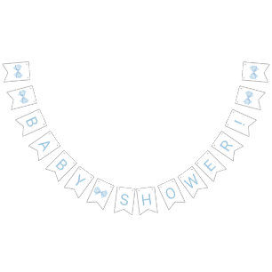 Blue Bow Baby Shower Bunting Flags
