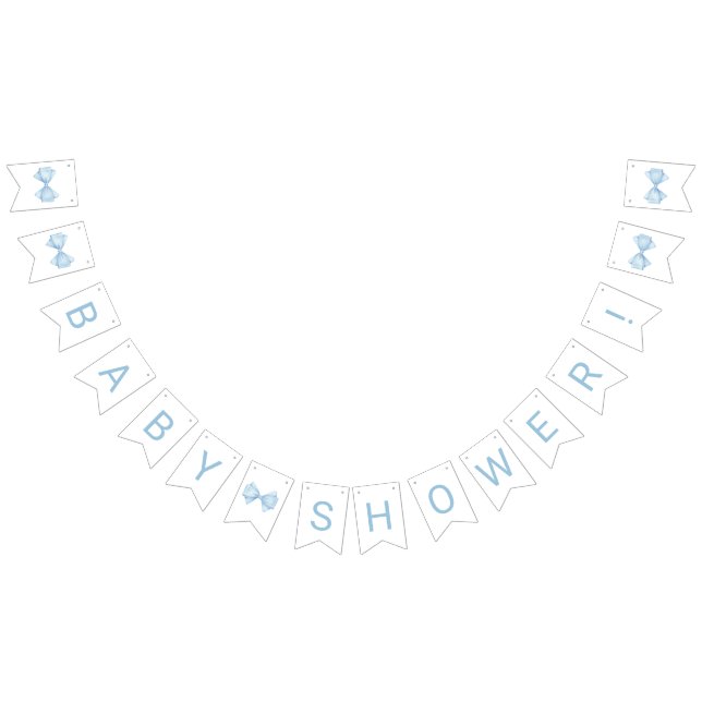 Blue Bow Baby Shower Bunting Flags (All)