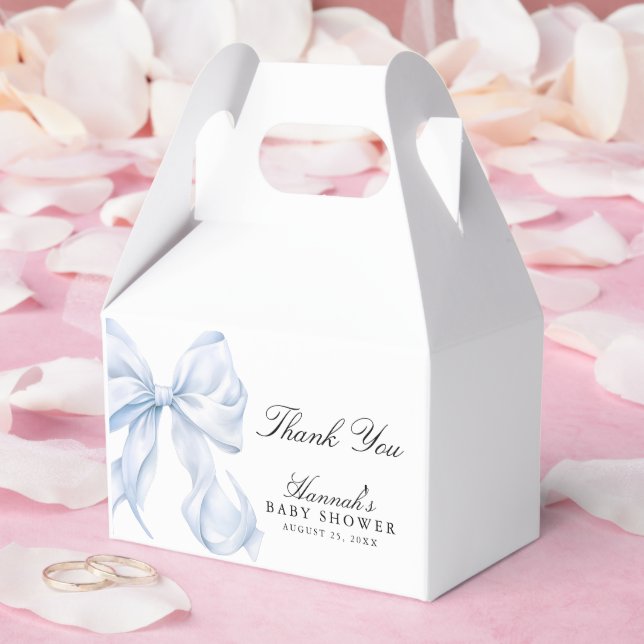 Blue Bow Baby Shower Coquette Bow Theme Favor Box (Wedding)