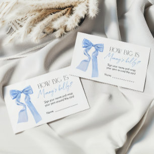 Blue Bow Baby Shower Game How Big is Mommy’s belly Enclosure Card