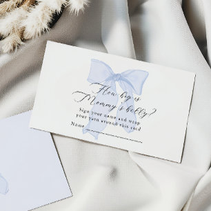 Blue Bow Baby Shower How big is Mommy’s belly Enclosure Card