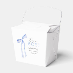 Blue Bow Baby Shower Invitation, Boy Baby Shower Favor Box