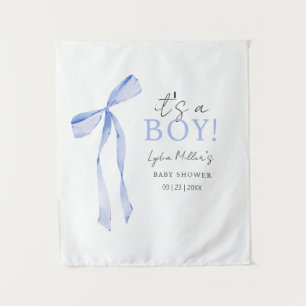 Blue Bow Baby Shower Invitation, Boy Baby Shower Tapestry