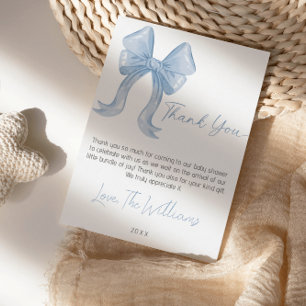 Blue Bow  Baby Shower Thank You Card