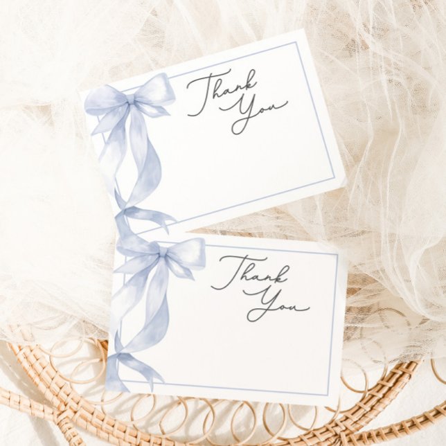 Blue Bow Baby Shower Thank You Card (Creator Uploaded)