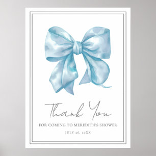 Blue Bow Baby Shower Thank You Sign