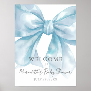 Blue Bow Baby Shower Welcome Sign