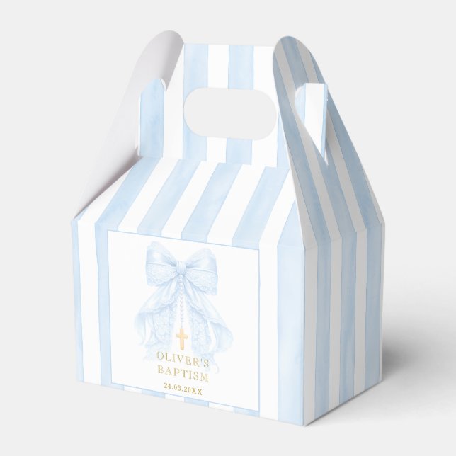 Blue Bow Baptism Favor Box (Front Side)