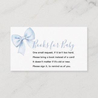 Blue Bow Books for Baby  Boy Shower Coquette  Enclosure Card