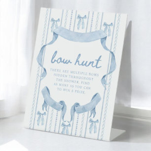 Blue Bow Boy Baby Shower Bow Hunt Pedestal Sign