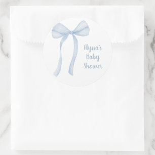 Blue Bow Boy Baby Shower Classic Round Sticker
