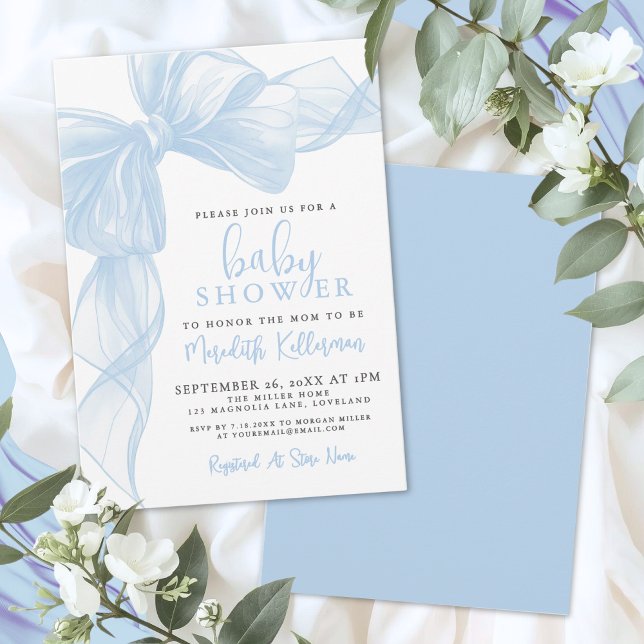Blue Bow Boy Baby Shower Invitation (Blue Bow Boy Baby Shower Invitation)
