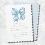 Blue Bow Boy Baby Shower Invitation<br><div class="desc">A cute and and classic blue bow baby shower theme featuring an adorable baby blue watercolor bow. A simple and minimal classic baby shower look. Grey text in a mix of serif font and script typography. Celebrate the mom to be in style! You can change the font colours out to...</div>