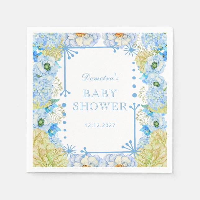 Blue Bow Boy Baby Shower Napkin (Front)