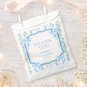 Blue Bow Boy Baby Shower Thank You Favour Bag