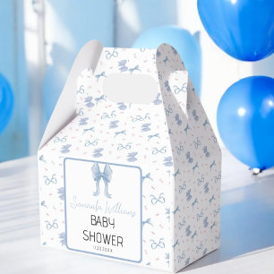 Blue Bow Boy Baby Shower Watercolor Favor Box