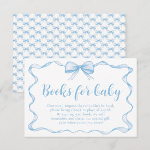 Blue Bow Boy Ribbon Baby Shower Books for Baby Enclosure Card