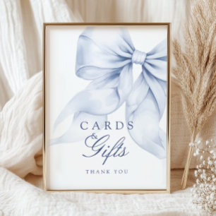 Blue Bow Bridal Shower Cards & Gifts Table Sign