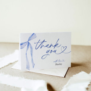 Blue Bow Bridal Shower Thank You Card