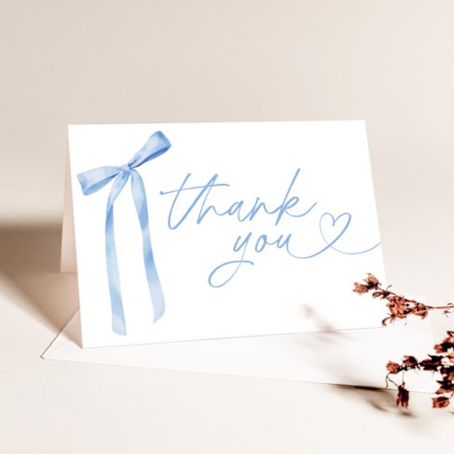 Blue Bow Bridal Shower Thank You Card (Creator Uploaded)