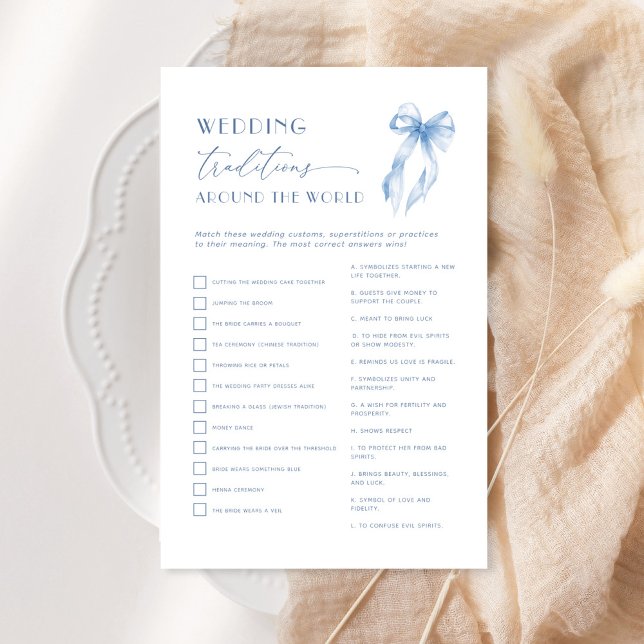 Blue Bow Bridal Shower Wedding Traditions Game (Creator Uploaded)